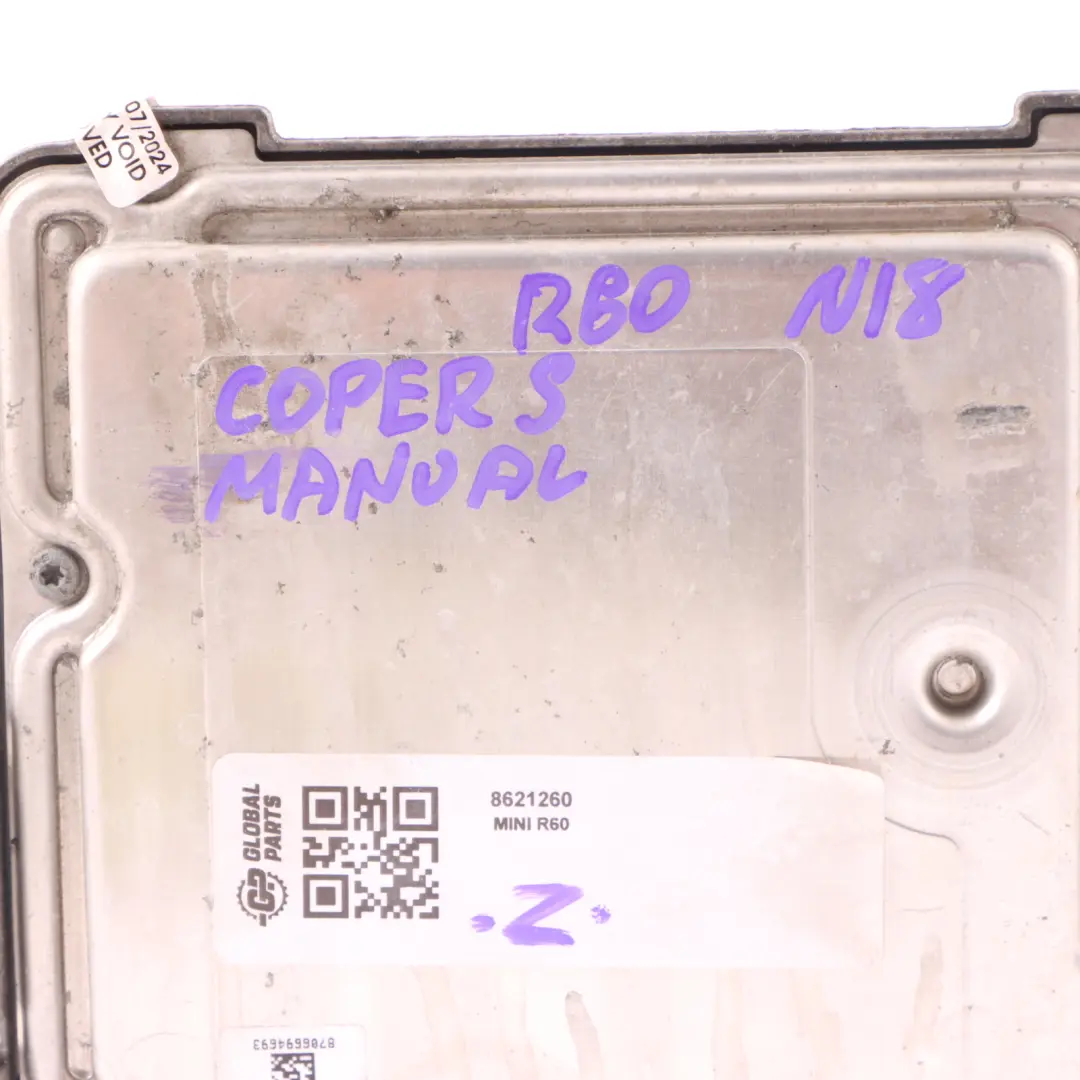 Control Unit Module DME Manual to Mini Cooper S R60 N18 Engine with Part number 8621260 Mini Cooper S R60 N18 Engine Control Unit Module DME Manual - SKU 8621260 - Part number 8621260