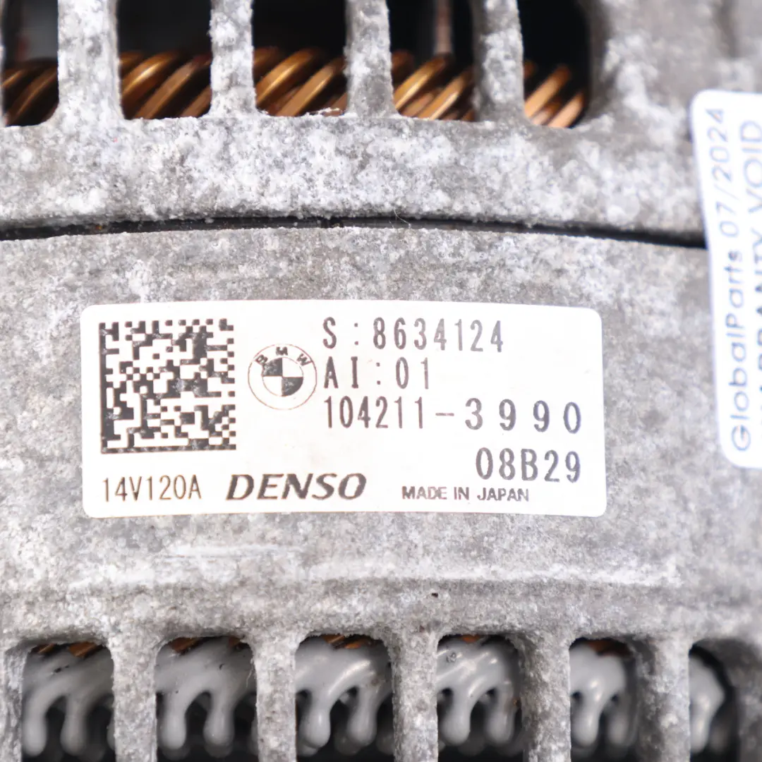 BMW F40 F45 X1 F48 Mini F55 F56 F60 Alternator Generator Denso 120A - SKU 8634124-1 - Part number 8634124