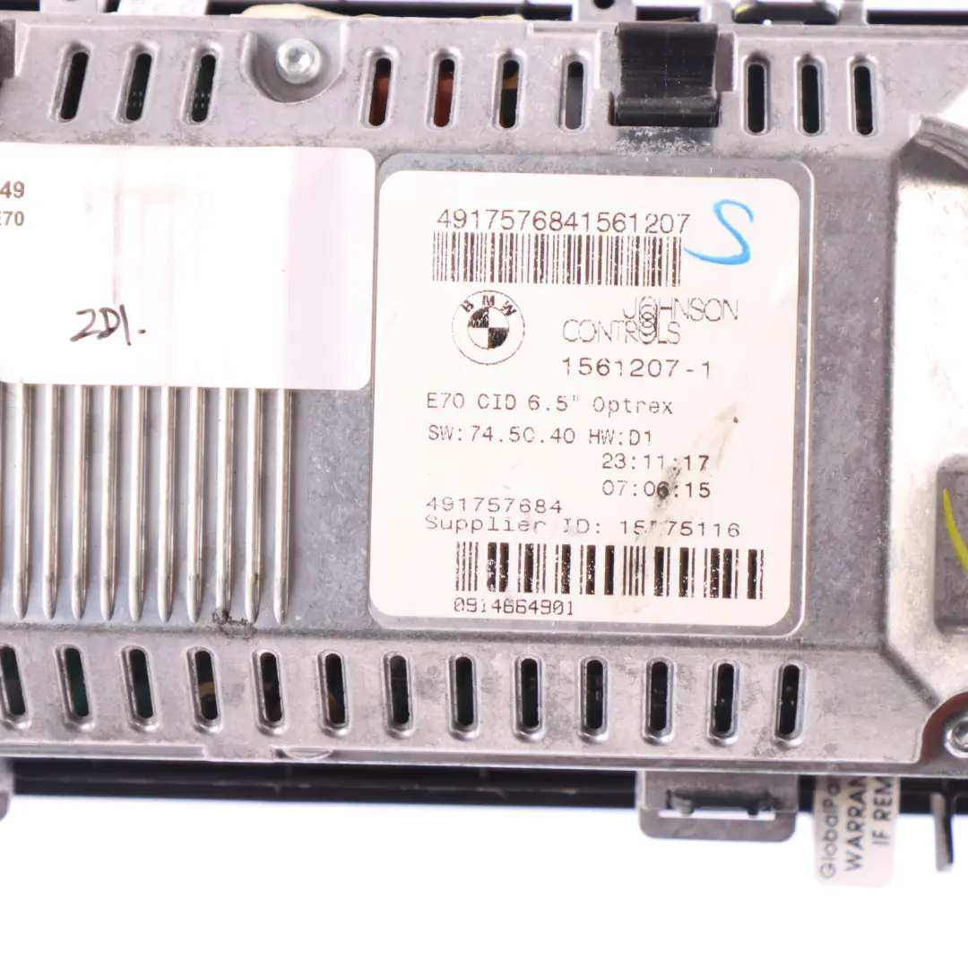 Dashboard Onboard Monitor Display Screen 6,5" to BMW X5 X6 E70 E71 with Part number 9146649 BMW X5 X6 E70 E71 Dashboard Onboard Monitor Display Screen 6,5" - SKU 9146649 - Part number 9146649