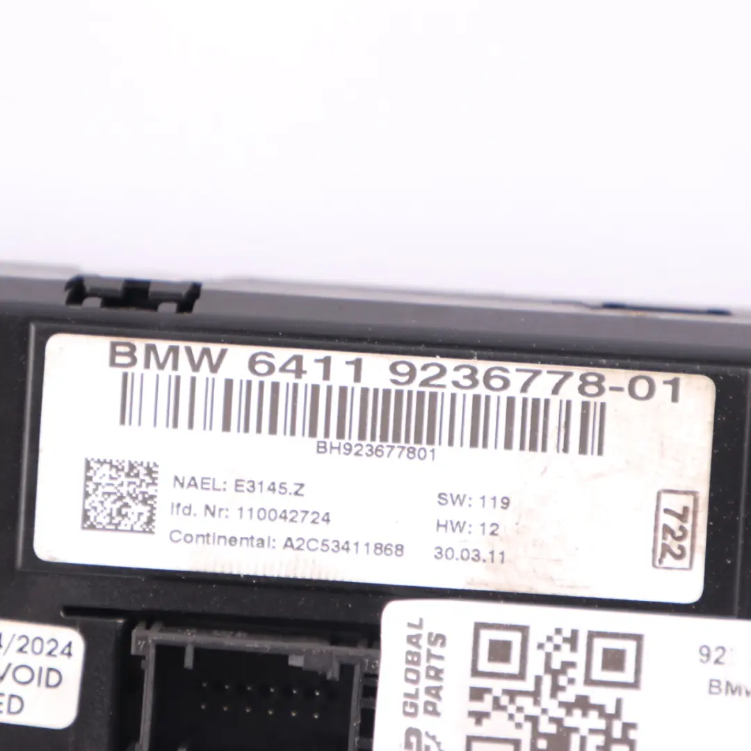 Panel BMW E81 E87 E90 E91 E92 Air Conditioning Heater Control Switch to AC with Part number 9236778 AC Panel BMW E81 E87 E90 E91 E92 Air Conditioning Heater Control Switch - SKU 9236778-1 - Part number 9236778