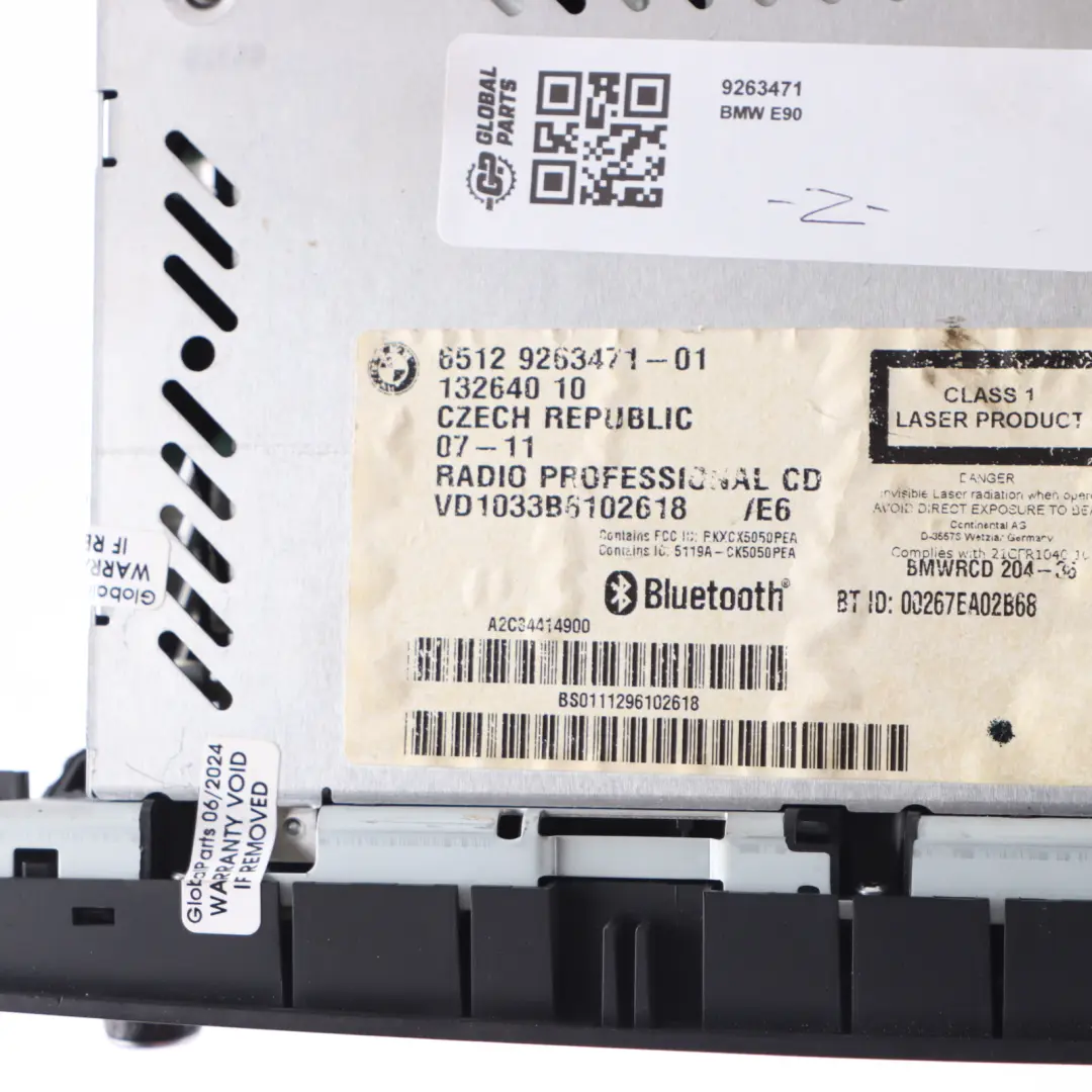 Radio Unit BMW E87 E90 E91 E92 LCI X1 E84 Bluetooth CD Professional DAB to with Part number 9263471 Radio Unit BMW E87 E90 E91 E92 LCI X1 E84 Bluetooth CD Professional DAB - SKU 9263471 - Part number 9263471