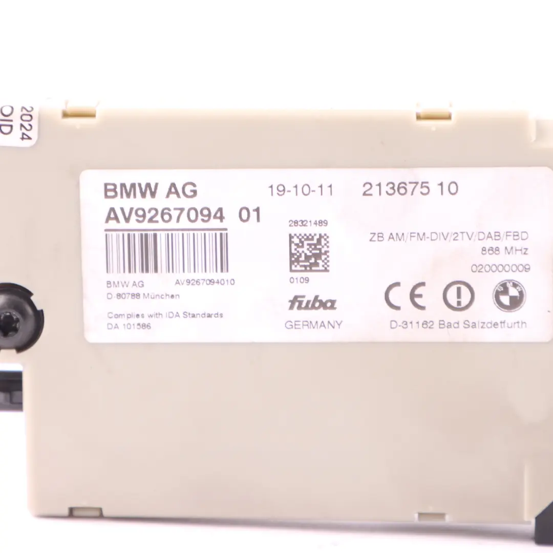 Antenna Amplifier Diversity Control Unit Module 868 MHZ to BMW F13 with Part number 9267094 BMW F13 Antenna Amplifier Diversity Control Unit Module 868 MHZ - SKU 9267094 - Part number 9267094