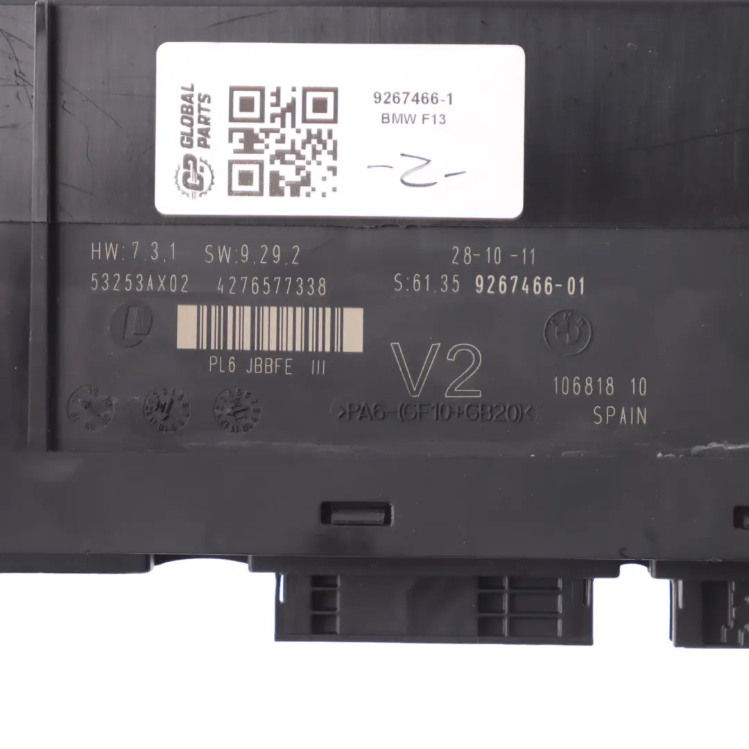 Body Control Module BMW F13 ECU Junction Box V2 PL2 JBBFE III Lear to with Part number 9267466 Body Control Module BMW F13 ECU Junction Box V2 PL2 JBBFE III Lear - SKU 9267466-1 - Part number 9267466