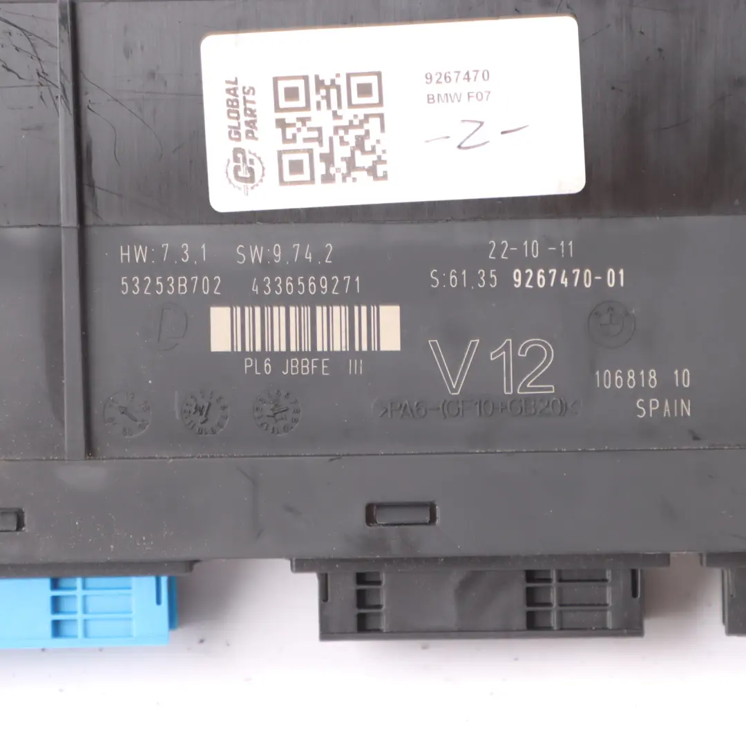 Junction Box BMW F07 GT Electronics Control Module Unit to with Part number 9267470 Junction Box BMW F07 GT Electronics Control Module Unit - SKU 9267470 - Part number 9267470