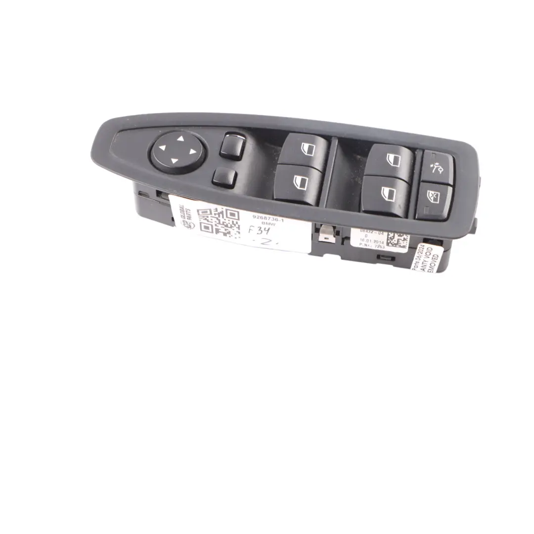 Window Lifter Switch Driver's Door Control Module Unit to BMW F34 GT with Part number 9268736 BMW F34 GT Window Lifter Switch Driver's Door Control Module Unit - SKU 9268736-1 - Part number 9268736