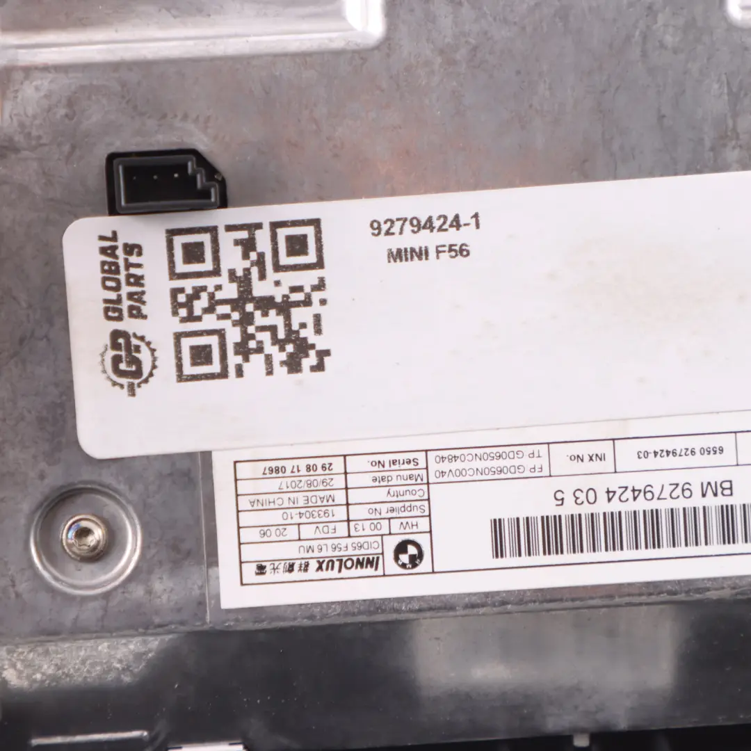 Central Information Display Screen 6,5" to Mini Cooper One F55 F56 with Part number 9279424 Mini Cooper One F55 F56 Central Information Display Screen 6,5" - SKU 9279424-1 - Part number 9279424