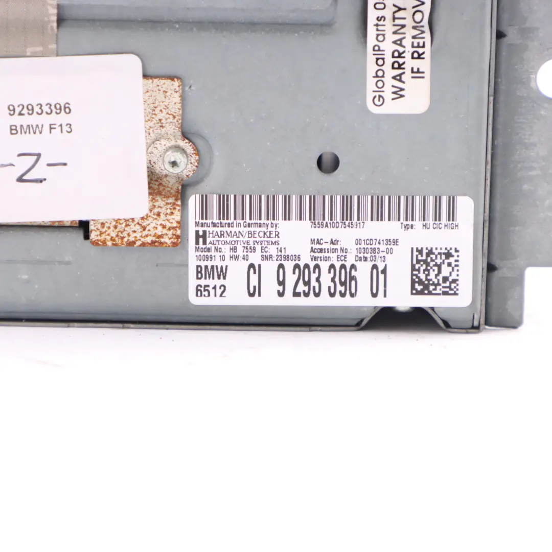 Infotainment Computer DAB Professional Navigation System to BMW F13 Car with Part number 9293396 BMW F13 Car Infotainment Computer DAB Professional Navigation System - SKU 9293396 - Part number 9293396