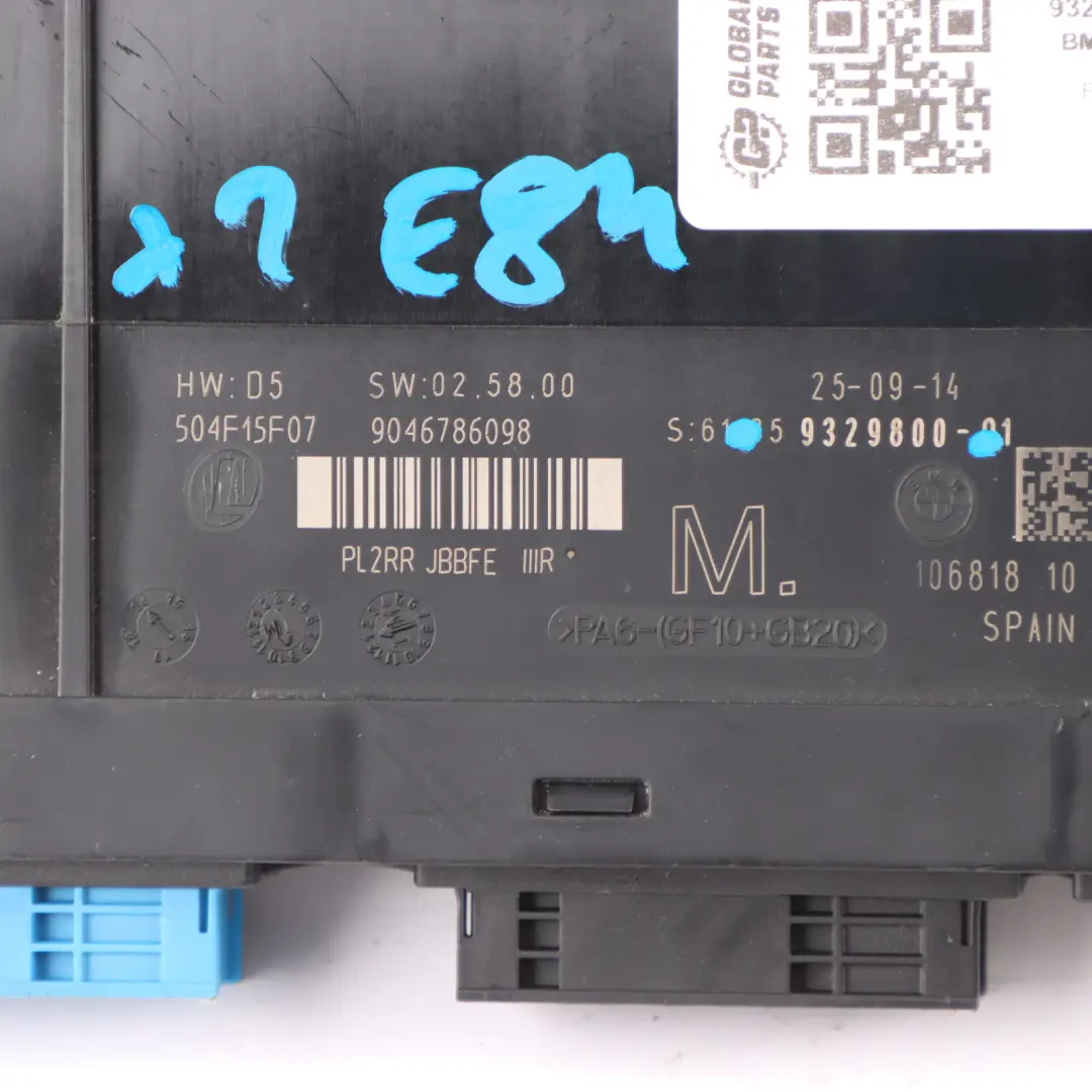 Módulo Control Cuerpo M Caja Conexiones PL2RR JBBFE IIIR para BMW X1 E84 con número de pieza 9329800 BMW X1 E84 Módulo Control Cuerpo M Caja Conexiones PL2RR JBBFE IIIR - SKU 9329800-1 - Número de pieza 9329800