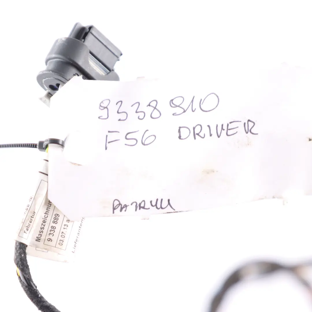 Cableado Conductor Delantero Derecho Cables Puerta para Mini Cooper F56 con número de pieza 9338910 Mini Cooper F56 Cableado Conductor Delantero Derecho Cables Puerta - SKU 9338910 - Número de pieza 9338910