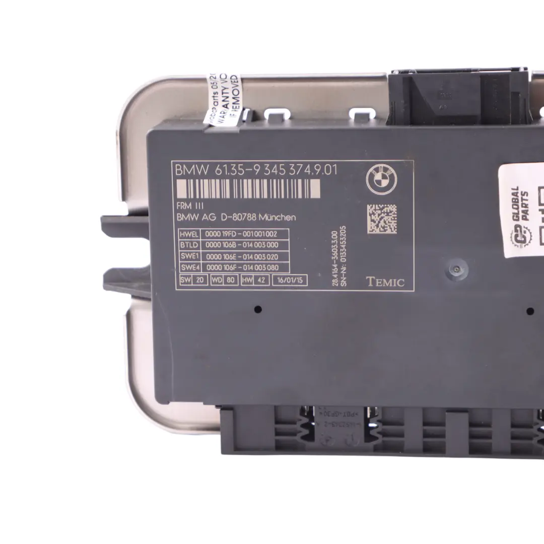 Light Control Footwell Module ECU Unit FRM3 to BMW F11 LCI with Part number 9345374 BMW F11 LCI Light Control Footwell Module ECU Unit FRM3 - SKU 9345374-1 - Part number 9345374