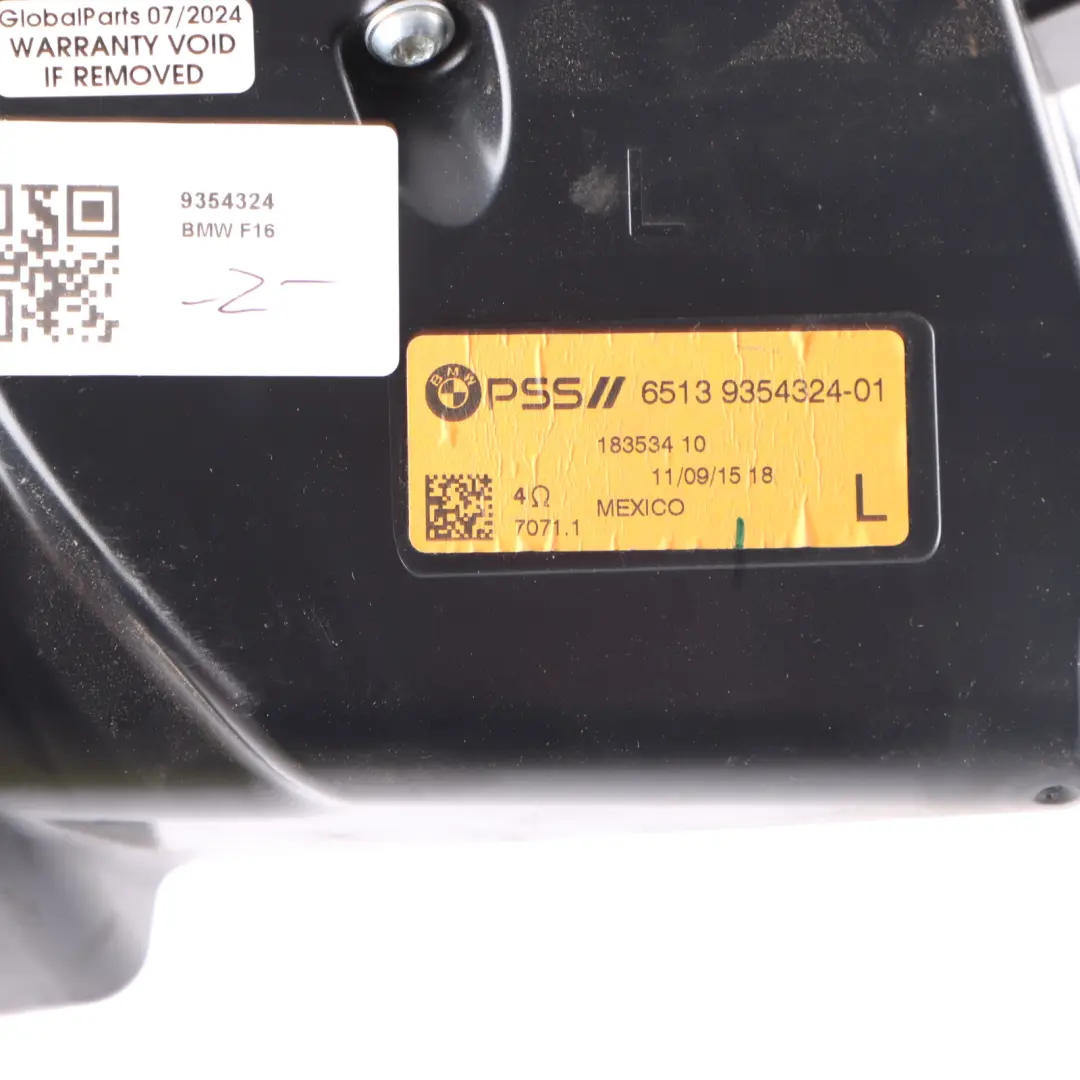 BMW X6 F16 Speaker Tweeter Door Harman Kardon Loudspeaker Rear Left N/S - SKU 9354324 - Part number 9354324