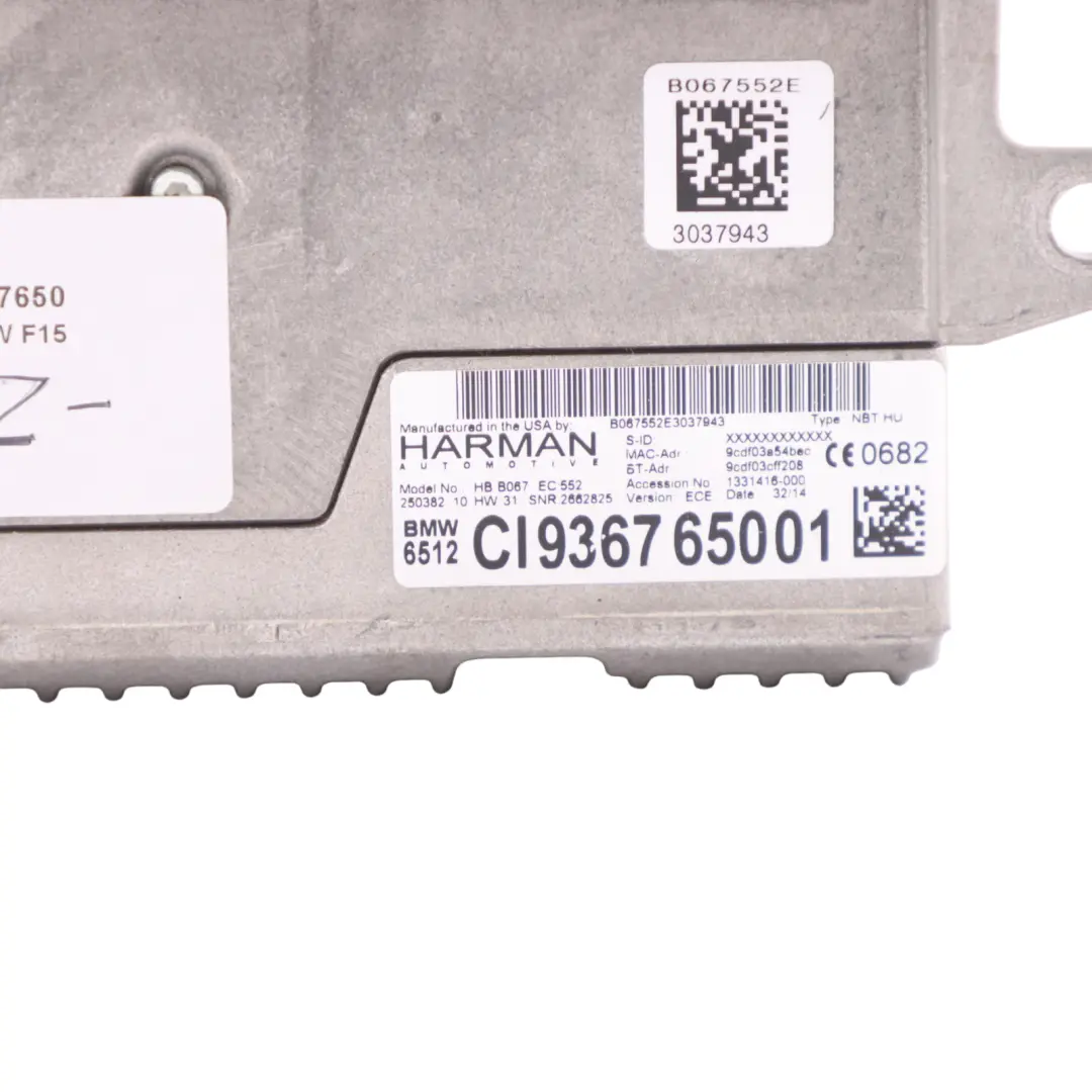 BMW F15 Radio Audio Professional Player Head Unit - SKU 9367650 - Part number 9367650