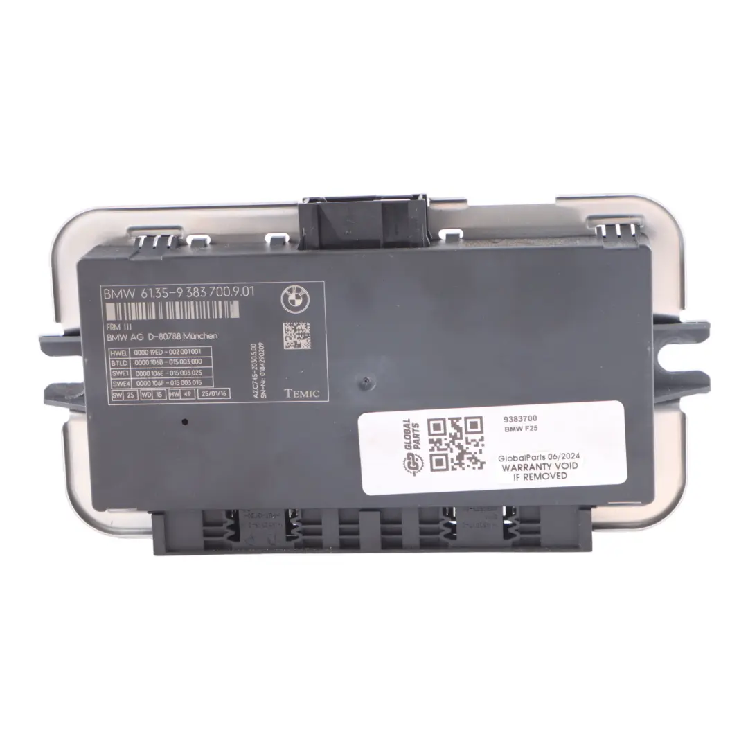 Fußraumleuchte Modul Steuergerät ECU FRM3 für BMW X3 F25 mit Teilenummer 9383700 BMW X3 F25 Fußraumleuchte Modul Steuergerät ECU FRM3 - SKU 9383700 - Teilenummer 9383700