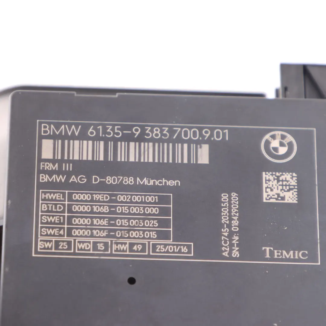 BMW X3 F25 Moduł Sterownik Świateł ECU FRM3 - SKU 9383700 - Numer Części 9383700