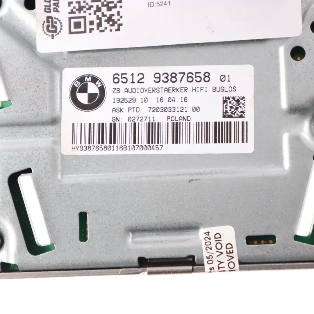 Moduł Wzmacniacz do BMW F30 M3 F80 o numerze 9387658 BMW F30 M3 F80 Moduł Wzmacniacz - SKU 9387658 - Numer Części 9387658