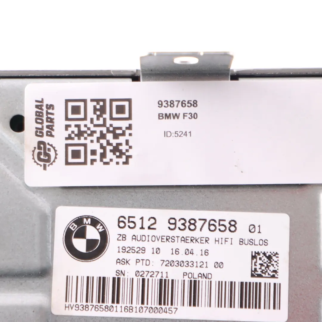 Amplificatore Audio Sound Control Unit Modulo per BMW F30 M3 F80 LCI con numero di parte 9387658 BMW F30 M3 F80 LCI Amplificatore Audio Sound Control Unit Modulo - SKU 9387658 - Numero di parte 9387658