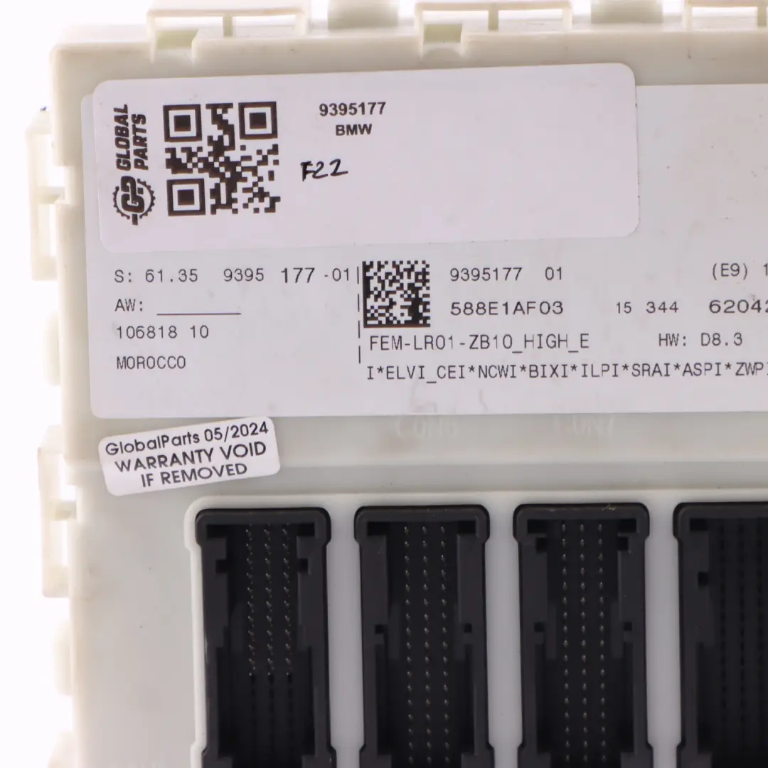 BMW F20 F21 F30 F31 F32 Body Control Comfort Module Unit FEM ECU LR01 - SKU 9395177 - Part number 9395177
