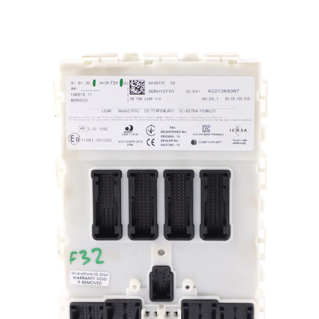 BMW F20 F21 F22 F30 F31 F32 F36 Unidad Módulo Control FEM LR01 - SKU 9438731 - Número de pieza 9438731