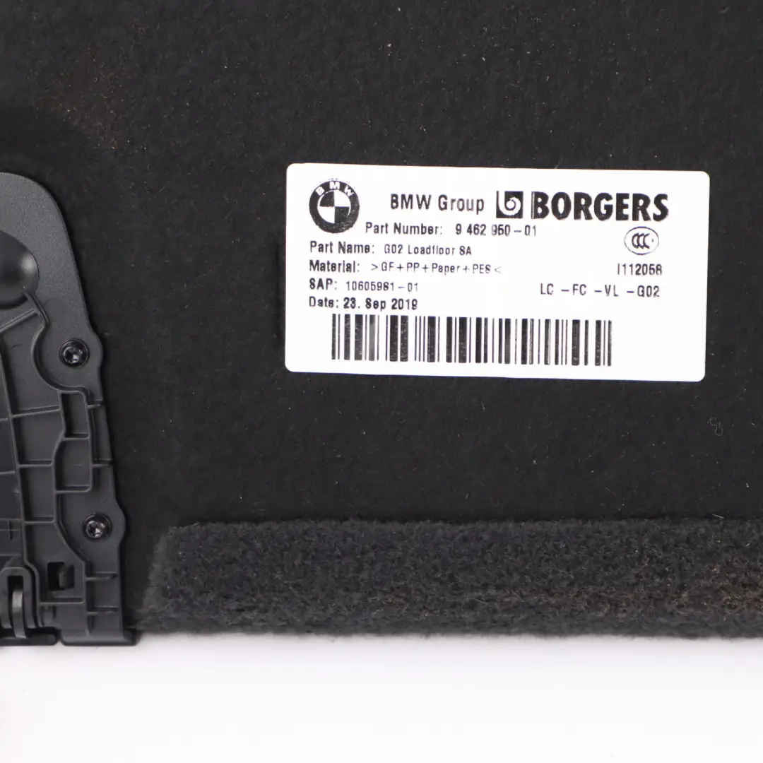 Floor Carpet BMW X4 F9 G02 Rear Boot Interior Hard Tray Liner to with Part number 9462950 Floor Carpet BMW X4 F9 G02 Rear Boot Interior Hard Tray Liner - SKU 9462950 - Part number 9462950