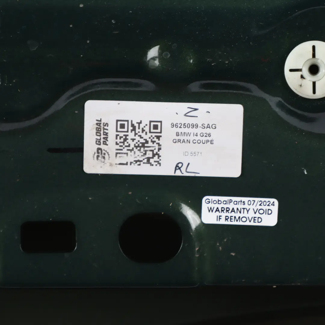 Door Rear Left N/S San Remo Green Metallic - C4E to BMW G26 with Part number 9625099 BMW G26 Door Rear Left N/S San Remo Green Metallic - C4E - SKU 9625099-SAG - Part number 9625099