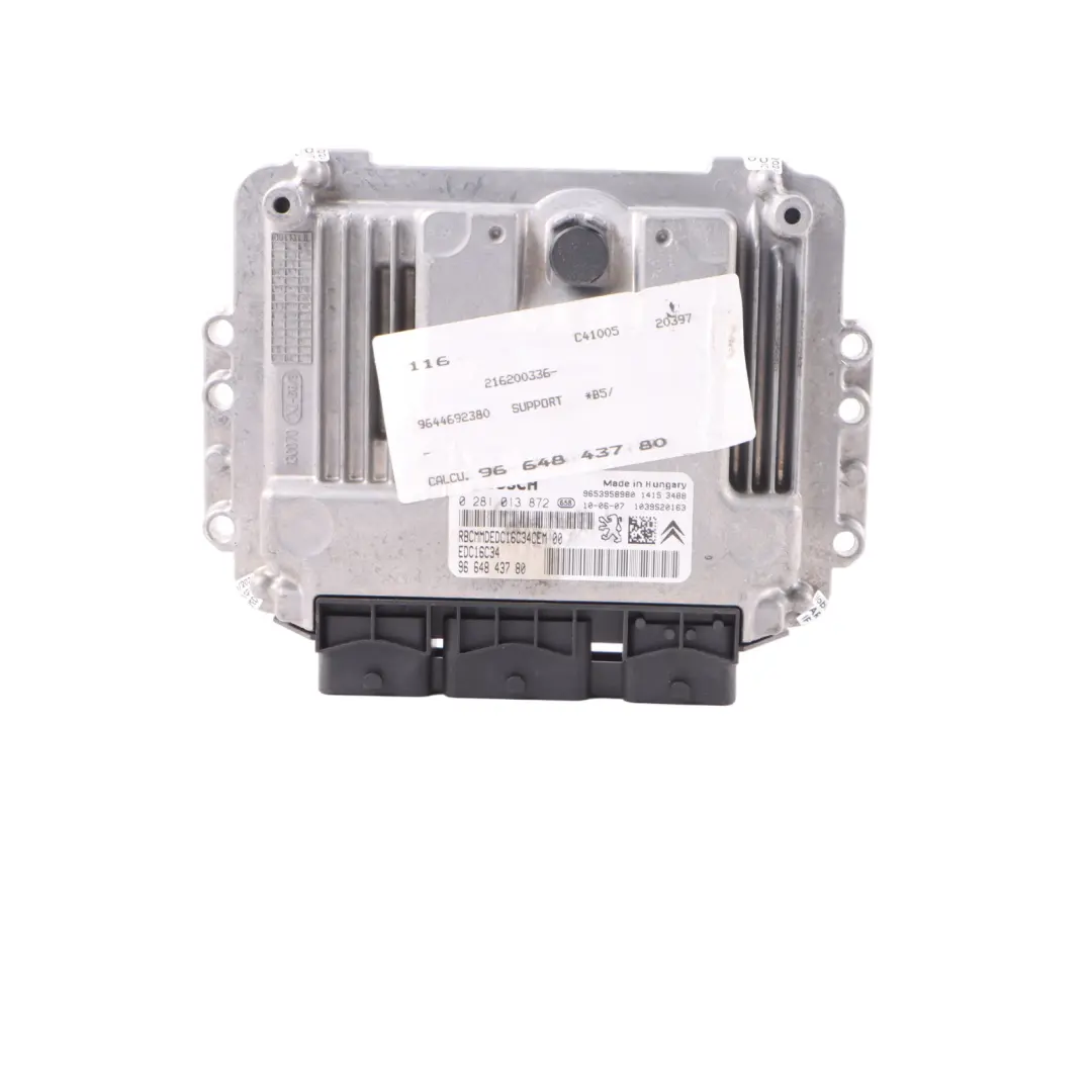Citroen C4 Picasso 1.6 HDI 9HT Engine Control Unit ECU EDC Manual to with Part number 9664843780 Citroen C4 Picasso 1.6 HDI 9HT Engine Control Unit ECU EDC Manual - SKU 9664843780-2 - Part number 9664843780