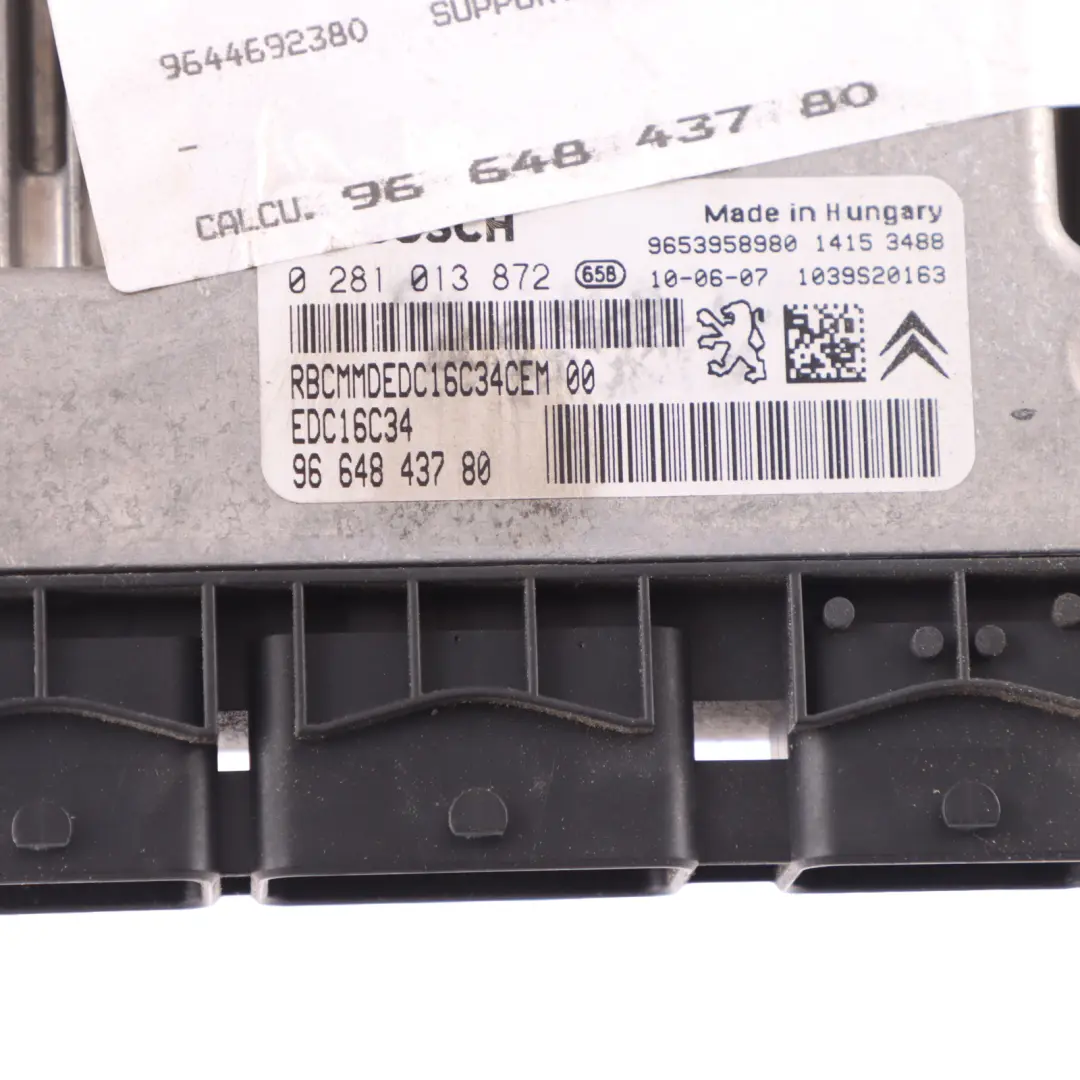  Citroen C4 Picasso 1.6 HDI 9HT Engine Control Unit ECU EDC 9664843780 Manual - SKU 9664843780-2 - Part number 9664843780-2