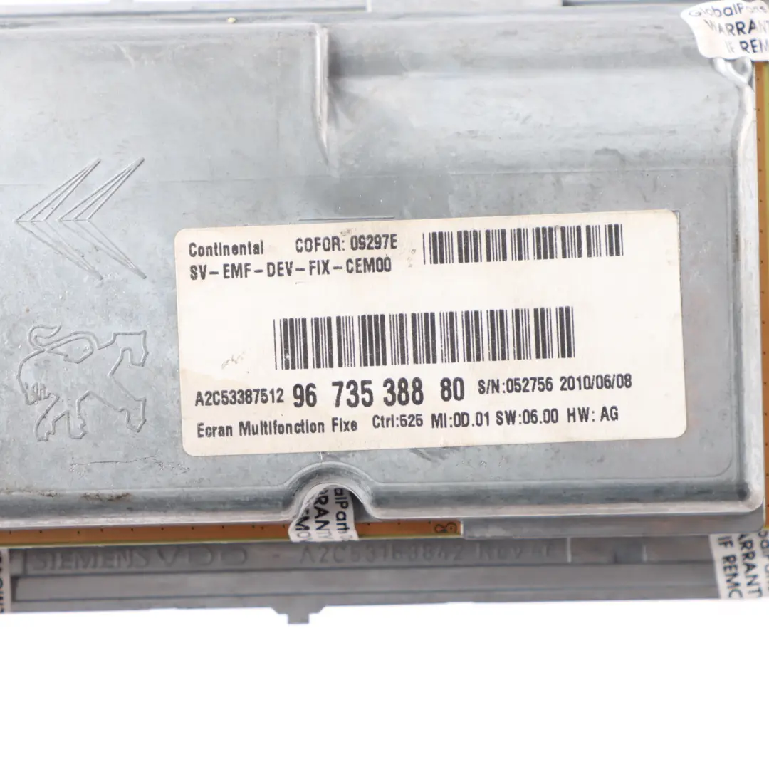 Citroen C4 Picasso Display Screen Dashboard Sat Nav Monitor Head Unit to with Part number 9673538880 Citroen C4 Picasso Display Screen Dashboard Sat Nav Monitor Head Unit - SKU 9673538880 - Part number 9673538880