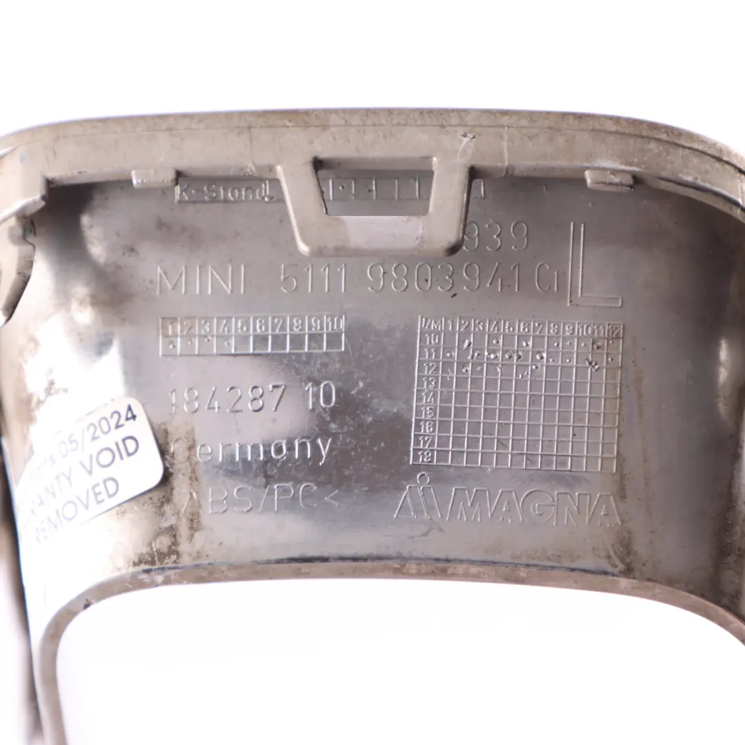 Bumper Brake Air Duct Frame Front Left N/S Chrome 9802121 to Mini R60 R61 with Part number 9803941 Mini R60 R61 Bumper Brake Air Duct Frame Front Left N/S Chrome 9802121 - SKU 9803941-1 - Part number 9803941