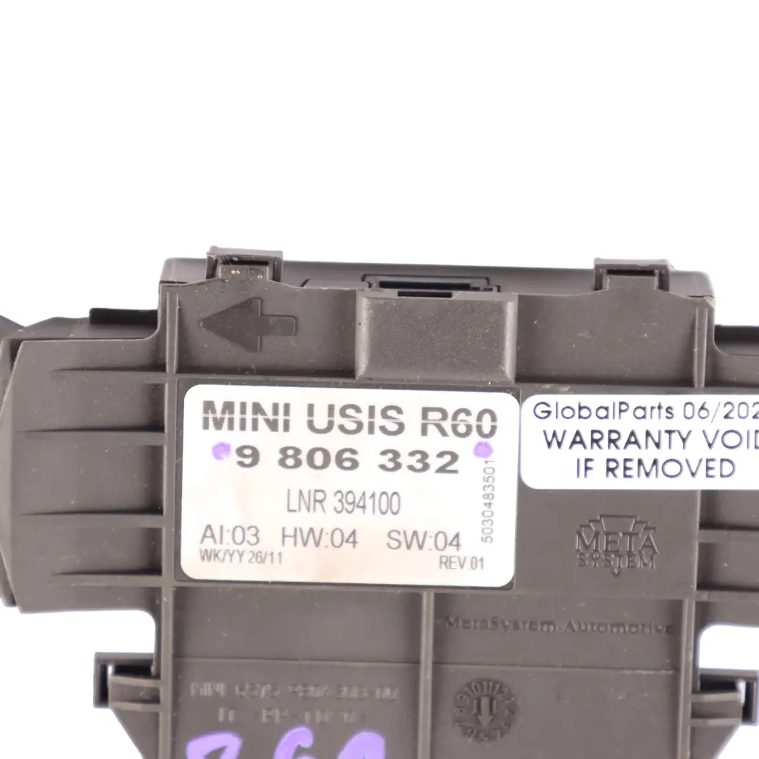 Capteur systeme d'alarme module ultrasonique pour Mini Countryman R60 R61 à propos du numéro de pièce 9806332 Mini Countryman R60 R61 Capteur systeme d'alarme module ultrasonique - SKU 9806332 - Numéro de pièce 9806332