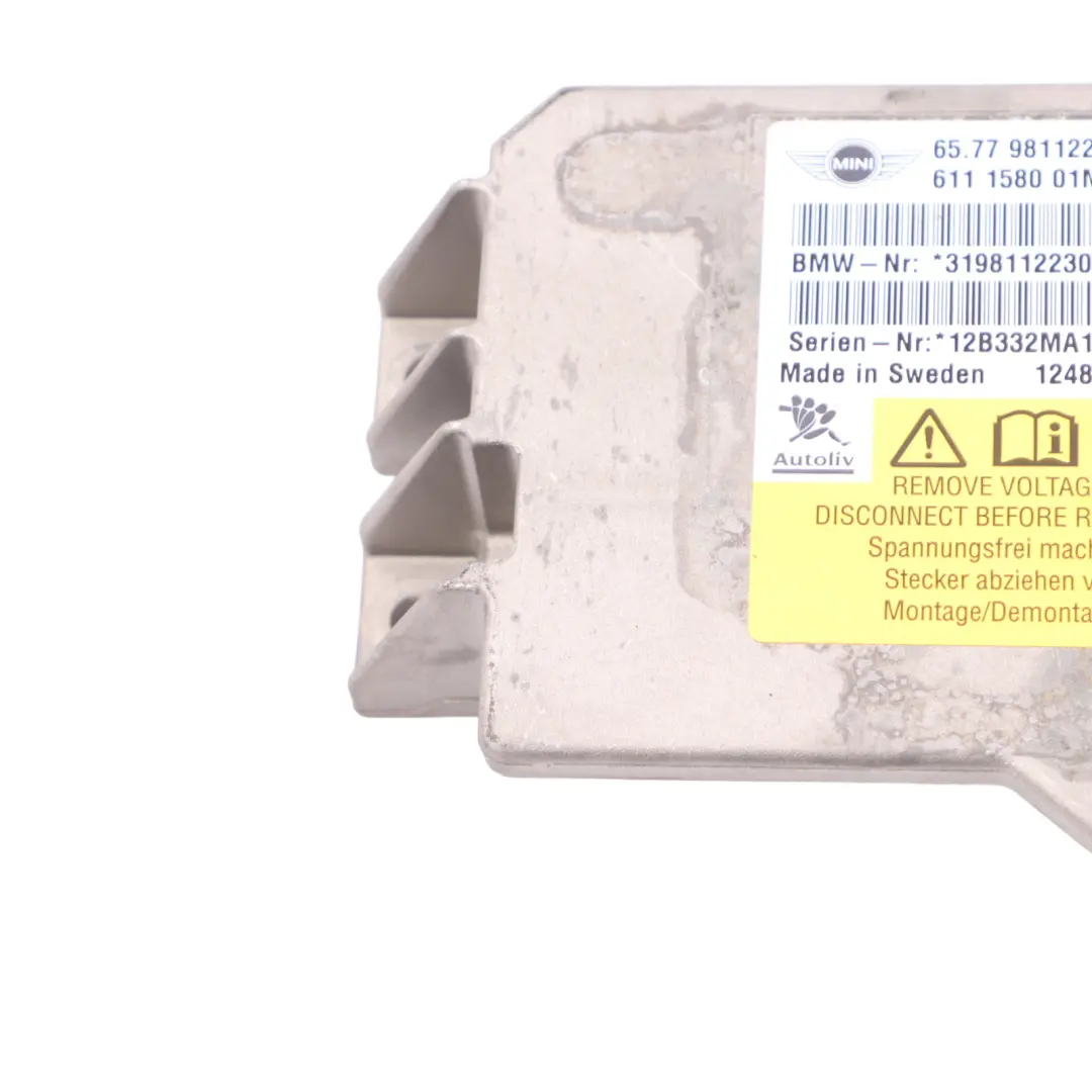 R57N LCI Airbag ECU Control Unit Module to Mini Cooper S Cabrio R57 with Part number 9811223 Mini Cooper S Cabrio R57 R57N LCI Airbag ECU Control Unit Module - SKU 9811223 - Part number 9811223