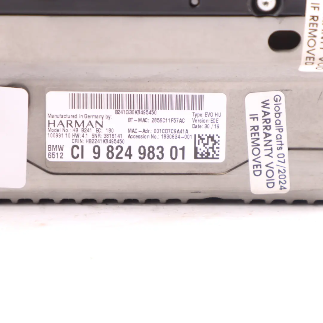 Radio CD Player Navigation High Head Unit to BMW F20 F30 F87 M2 LCI with Part number 9824983 BMW F20 F30 F87 M2 LCI Radio CD Player Navigation High Head Unit - SKU 9824983 - Part number 9824983