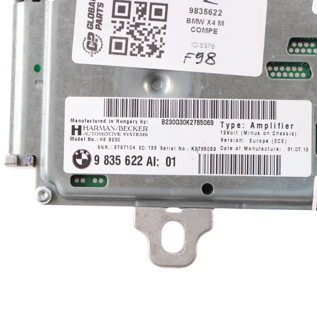 Sound Design Modul Steuergerät Harman Kardon für BMW X4 F98 G02 Active mit Teilenummer 9835622 BMW X4 F98 G02 Active Sound Design Modul Steuergerät Harman Kardon - SKU 9835622 - Teilenummer 9835622