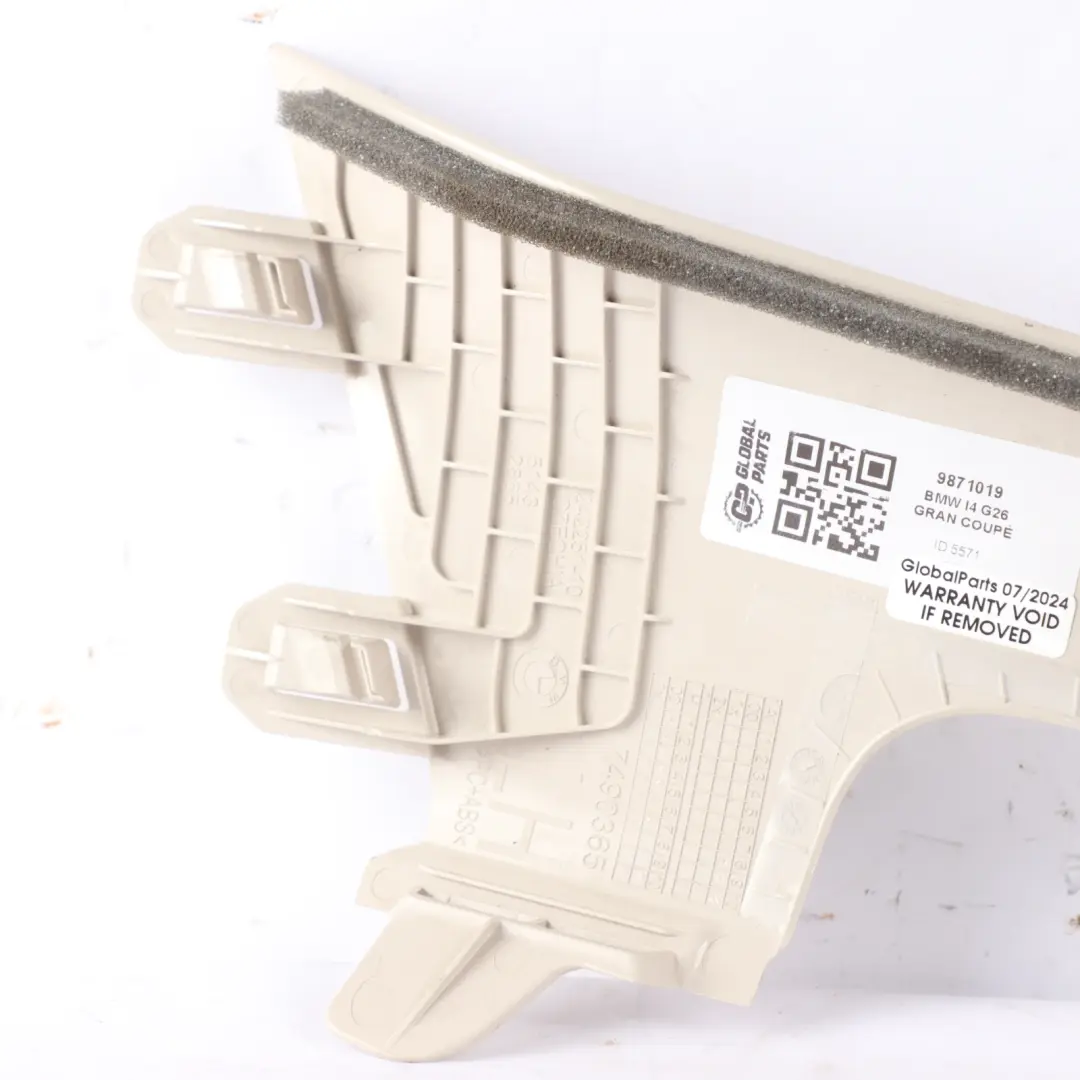BMW G26 D Pillar Trim Rear Left N/S Interior Cover Elfenbein Weiss 7490365 - SKU 9871019 - Part number 9871019