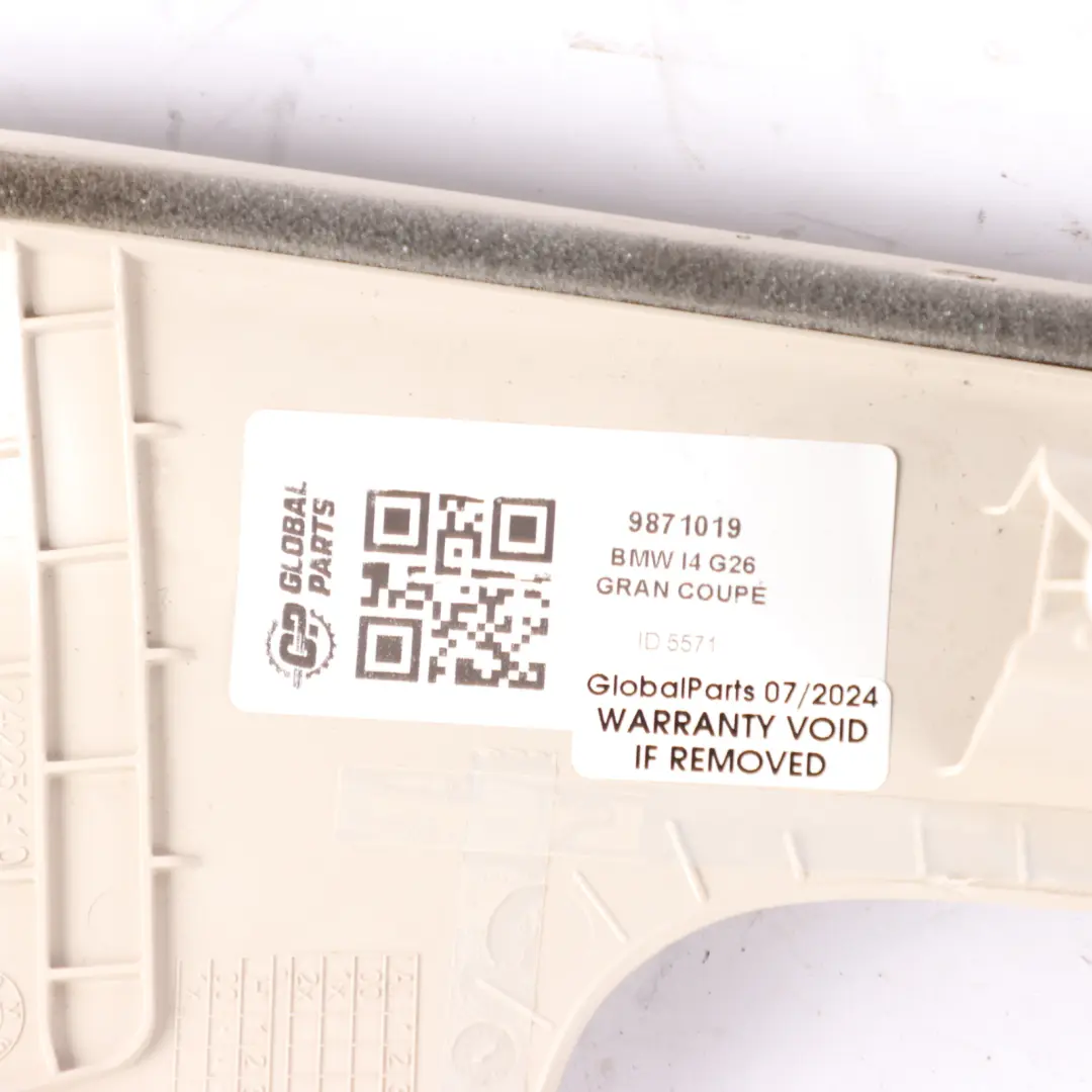 Pillar Trim Rear Right O/S Interior Cover Elfenbein Weiss to BMW G26 D with Part number 9871019 BMW G26 D Pillar Trim Rear Right O/S Interior Cover Elfenbein Weiss - SKU 9871019 - Part number 9871019