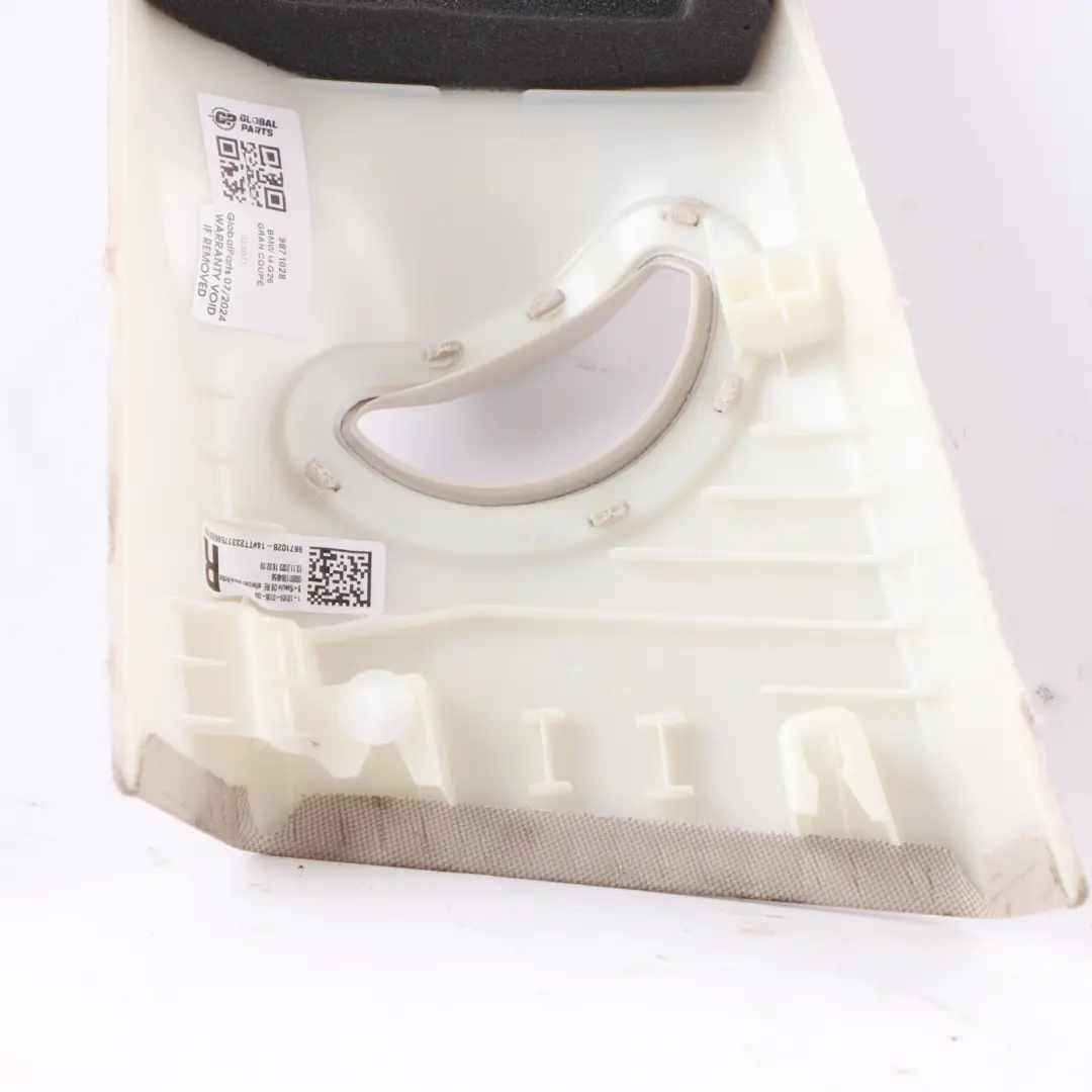 Column D Top Pillar Rear Right O/S Panel Elfenbein Weiss to BMW G26 Cover with Part number 9871028 BMW G26 Cover Column D Top Pillar Rear Right O/S Panel Elfenbein Weiss - SKU 9871028 - Part number 9871028