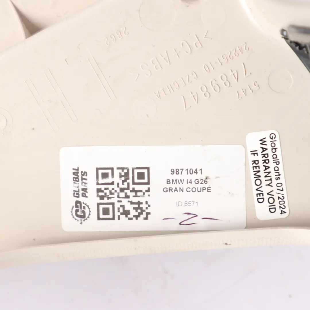 Boot Trunk Trim Cover Side Panel Left N/S Elfenbein Weiss 7489847 to BMW G26 with Part number 9871041 BMW G26 Boot Trunk Trim Cover Side Panel Left N/S Elfenbein Weiss 7489847 - SKU 9871041 - Part number 9871041