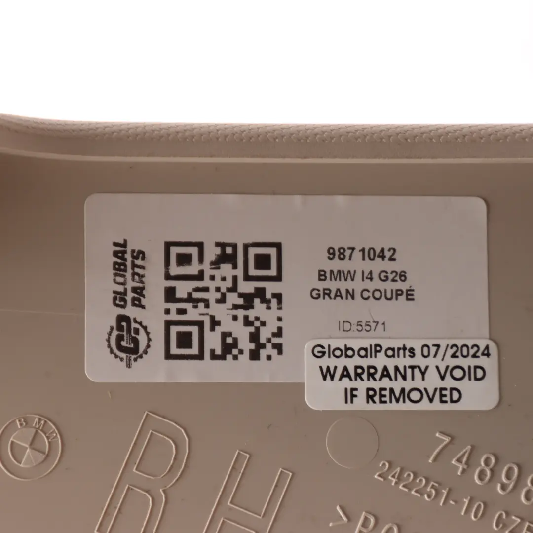 Boot Trunk Trim Cover Side Panel Right O/S Elfenbein Weiss 7489848 to BMW G26 with Part number 9871042 BMW G26 Boot Trunk Trim Cover Side Panel Right O/S Elfenbein Weiss 7489848 - SKU 9871042 7489848 - Part number 9871042