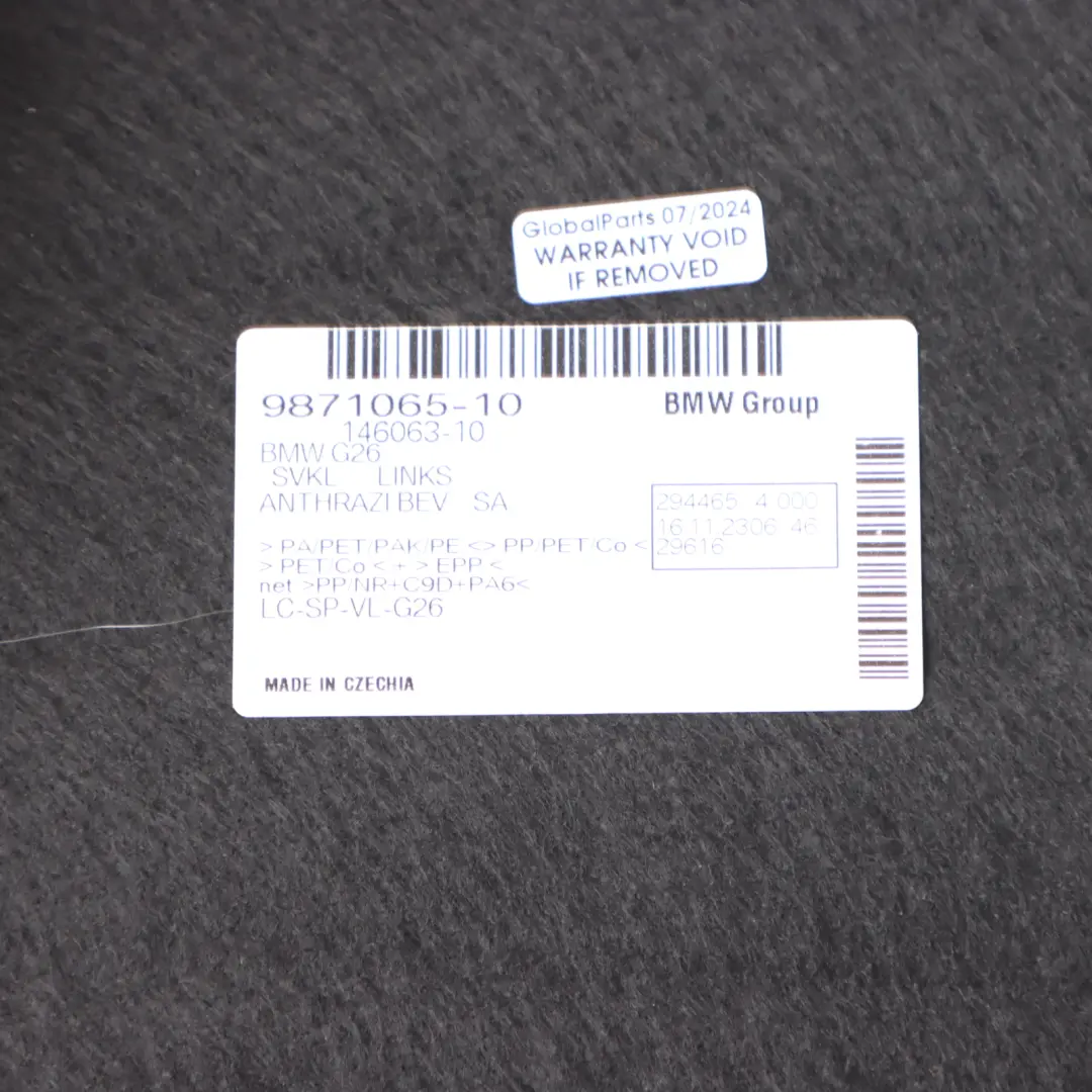 BMW i4 G26 Gran Coupe eDrive35 Trunk Side Panel Left N/S Trim Cover - SKU 9871065 - Part number 9871065