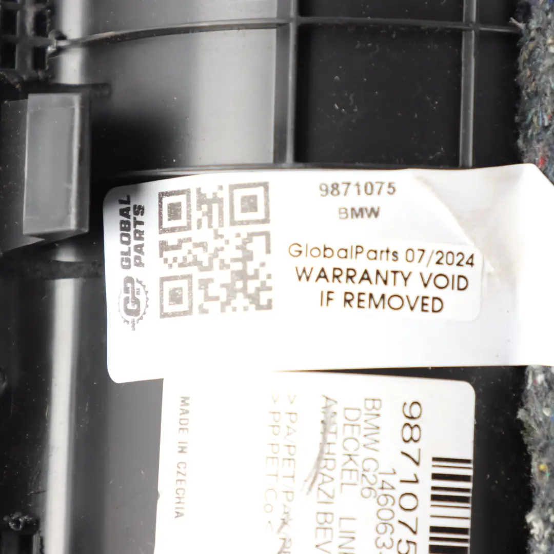 Interior Trunk Lining Side Panel Trim Cover Left N/S Black to BMW G26 with Part number 9871075 BMW G26 Interior Trunk Lining Side Panel Trim Cover Left N/S Black - SKU 9871075 - Part number 9871075