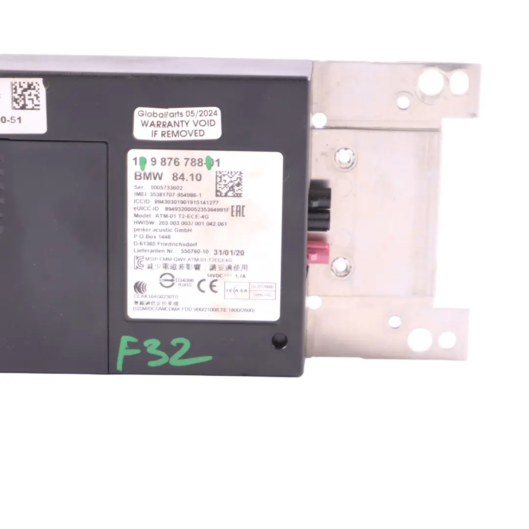 Telematics Control Unit BMW F20 F21 F23 F30 F31 F32 Module ATM ECE 4G to with Part number 9876788 Telematics Control Unit BMW F20 F21 F23 F30 F31 F32 Module ATM ECE 4G - SKU 9876788 - Part number 9876788
