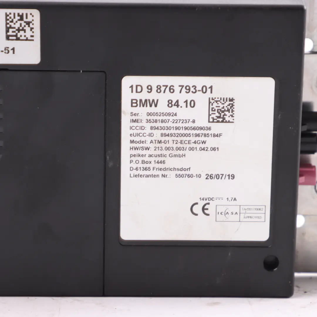 Telematics Module Telephone Communication Control Unit to BMW M2 F87 with Part number 9876793 BMW M2 F87 Telematics Module Telephone Communication Control Unit - SKU 9876793 - Part number 9876793