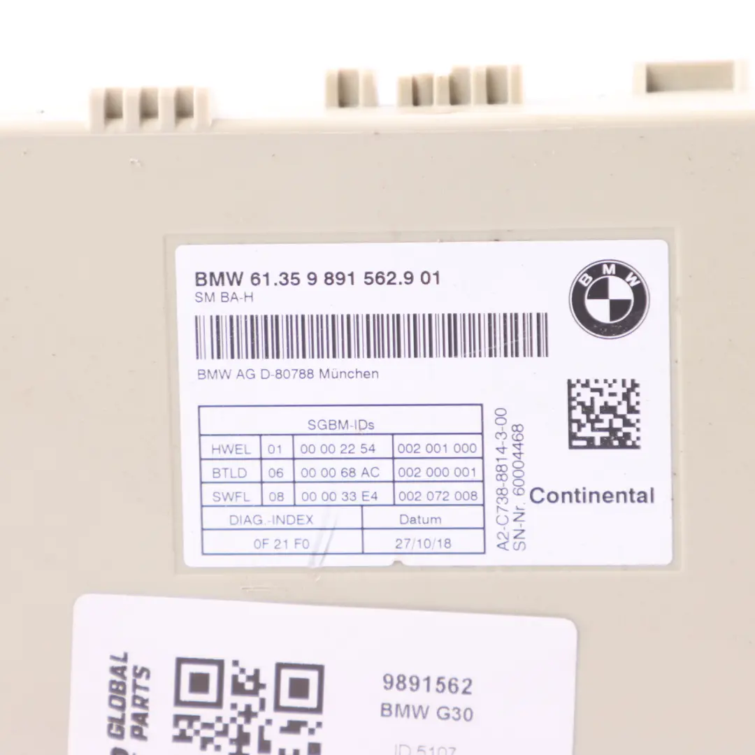 module BMW G11 G20 G30 G01 G02 Seat Control Unit Module ECU Seat - SKU 9891562 - Part number 9891562