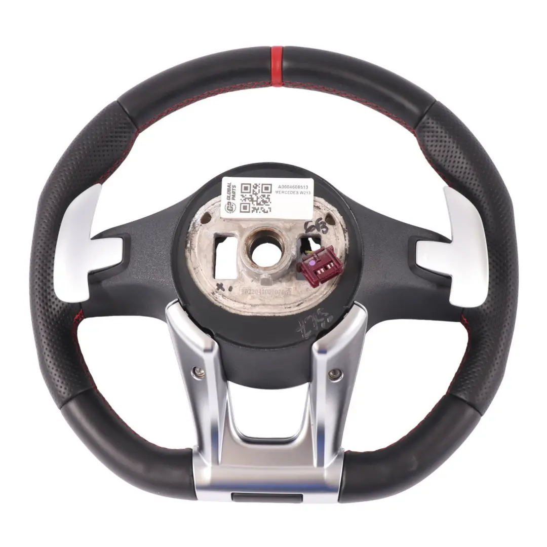 Steering Wheel Mercedes W213 C238 AMG Black Leather Paddle Shift Red Threads to with Part number A0004608513 Steering Wheel Mercedes W213 C238 AMG Black Leather Paddle Shift Red Threads - SKU A0004608513 - Part number A0004608513