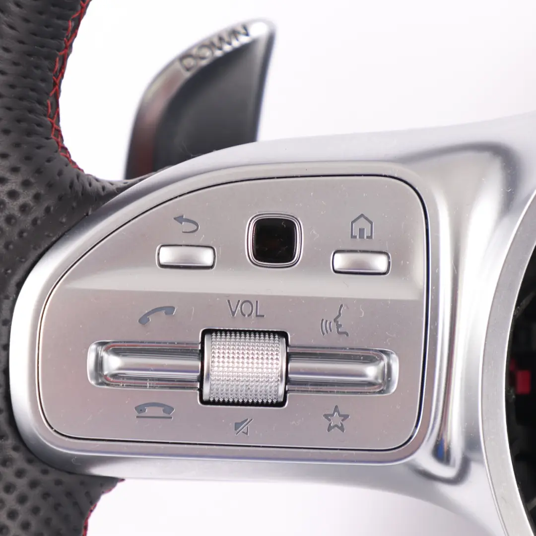  Steering Wheel Mercedes W213 C238 AMG Black Leather Paddle Shift Red Threads - SKU A0004608513 - Part number A0004608513