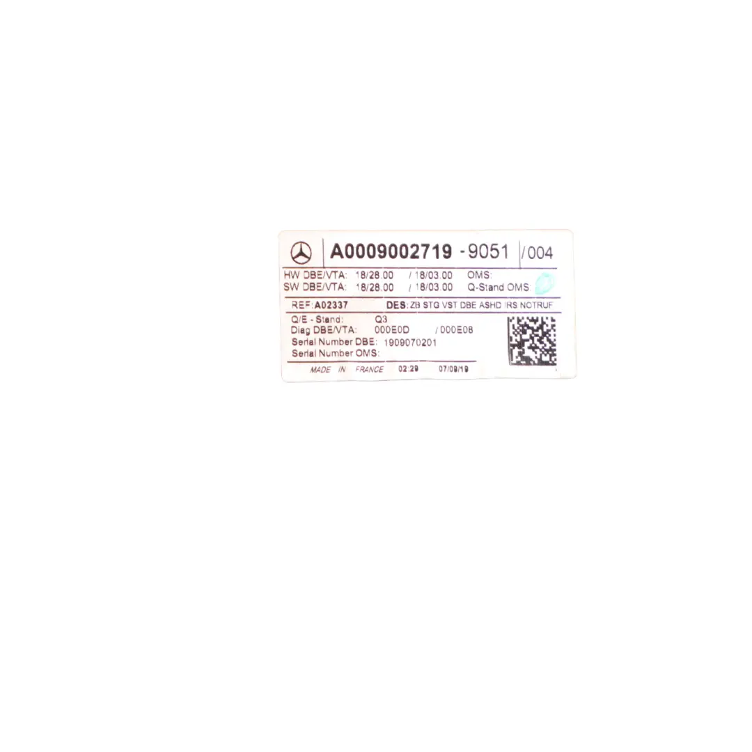  Dachleuchte Mercedes C118 W177 W247 Innenleuchte Steuergerät Schwarz - SKU A0009002719 - Teilenummer A0009002719