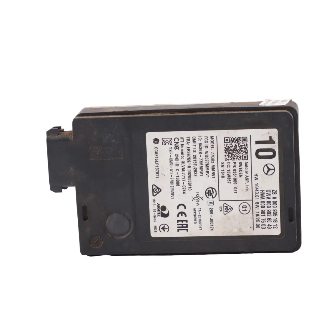 Sensor radar ángulo muerto trasero izquierdo derecho para Mercedes W213 con número de pieza A0009050210 Mercedes W213 Sensor radar ángulo muerto trasero izquierdo derecho - SKU A0009051812 - Número de pieza A0009050210