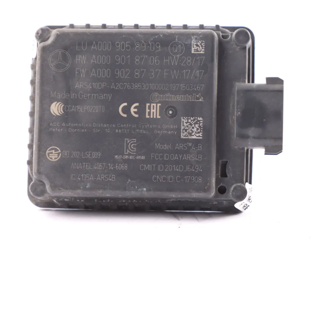 Radar Sensor Mercedes W213 C238 Front Collision Warning Module Unit A0009057011 to with Part number A0009058909 Radar Sensor Mercedes W213 C238 Front Collision Warning Module Unit A0009057011 - SKU A0009058909 - Part number A0009058909