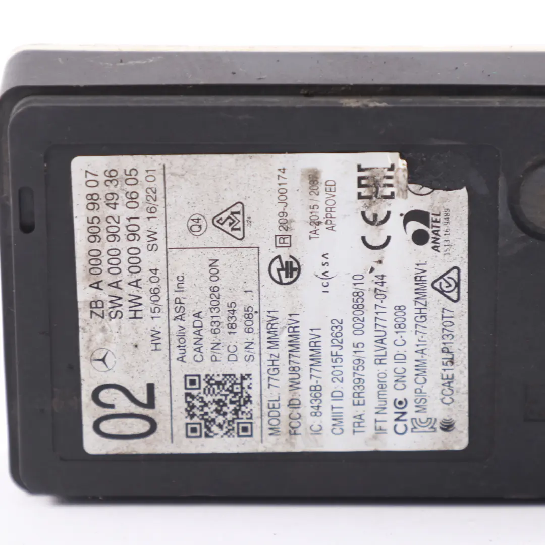 Sensor de radar Distronic Sensor para Mercedes W213 con número de pieza A0009059807 Mercedes W213 Sensor de radar Distronic Sensor - SKU A0009059807 - Número de pieza A0009059807