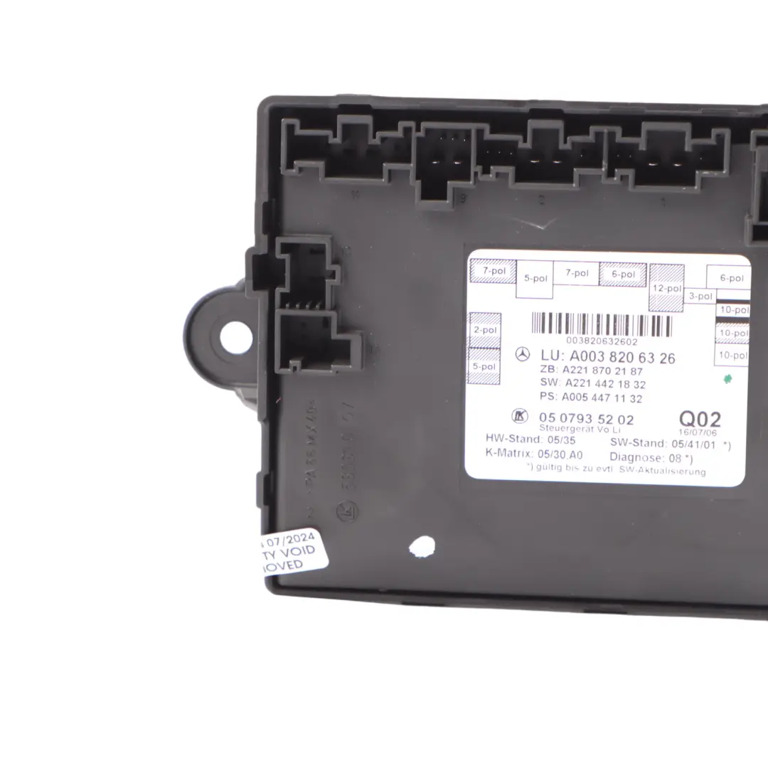 Door Module Mercedes W221 Front Door Left N/S Control Module - SKU A0038206326 - Part number A0038206326