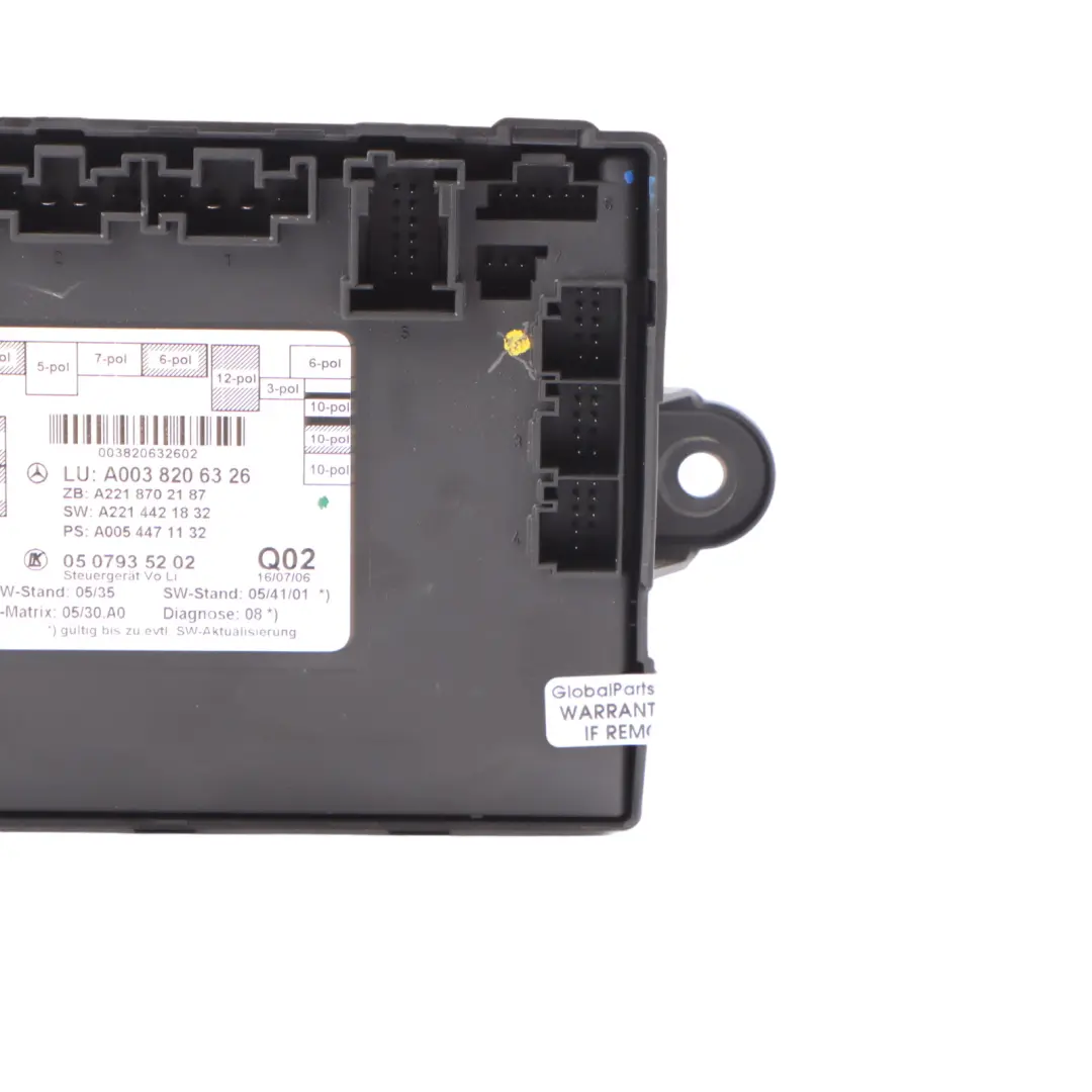 Door Module Mercedes W221 Front Door Left N/S Control Module - SKU A0038206326 - Part number A0038206326